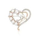 SANNIDHI® Pearl Brooch for Women Heart-shaped Rhinestone Saree Brooch for Women Gift, Fashion Ladies Alloy Brooches for Blazer, Sweater, Gown, Shawl