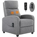 ZUNMOS Living Room Massage Single Fabric Sofa Adjustable Theater Padded Seat Backrest Winback Modern Recliner Bedroom Chair for Adults (Grey), 27.17D x 34.25W x 38.58H