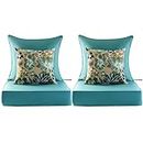 Zupoquk 24x24 Outdoor Cushions,Outdoor Deep Seat Cushion Set,Olefin Fabric Patio Furniture Cushions,Deep Seat Bottom and Back Cushion for Chair,Sofa, Couch,Teal(Set of 2 Seats,2 Backs,2 Pillows)