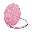 Dimeho Cosmetic Compact Mirror Folding Glitter Round Mini Makeup Mirror Portatile Bling Magnifying Vanity Mirror Cute Travel Double Side Mirror for Women Purse Handbag Wallet Home Office