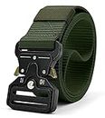 Jonicy Men's Tactical Belt Nylon Military Style Webbing Belt with Metal Heavy Duty Buckle Style Army Combat Quick Release and Non-slip Indian Fashion Canvas Waistband for Outdoor. (Green)