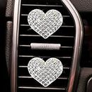 2 Pack Car Air Vent Clip Charms, Crystal Car Diffuser Vent Clip, Rhinestone Oil Diffuser Vent Clip, Car Fresheners for Women, Bling Car Accessories for Women – Stylish & Practical (Bling Heart)
