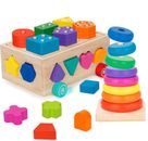 Juguetes Montessori para niños de 1 año, clasificación de formas de madera