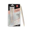 Cello Signature Crème Ivory Slim Ball Pen|Blue Ink|1 Ball Pen|Ivory and Gold Finish|Premium Metal Pens for Office Use|Stylish Gifts for Men & Women|Best Diwali Gift|Corporate Gifting