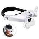Lighted Head Magnifier With Detachable Leds libres Reading Head Magnifying Glasses Visor Casque de visière Loupe for Hobbies, Close Work, Sewing, Crafts, Reading, Repair, Jewelry Making (1X to 14X)