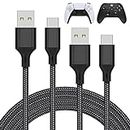2 Pack 10FT/3M Charger Charging Cable for PS5/Xbox Series X/S Controller/Switch Pro Controller, Replacement USB Charging Cord Nylon Braided Type-C Ports Accessories for Playstation 5/for Xbox Series X