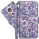 MRSTER Moto G6 Play Case Wallet Folio Flip Premium PU Leather Cover with Wrist Strap 3D Creative Painted Design Full-Body Protective Cover for Moto E5 / Moto G6 Play. YX 3D - Peacock Flower