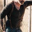 Vintage Leather Suspenders Braces Shoulder Strap Belt Adjustable Harness For Men