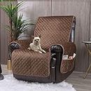 Velvet Recliner Covers Non Slip Waterproof Large Recliner Chair Covers for Leather Chairs Reversible Recliner Sofa Cover for Living Room Recliner Furniture Protectors Covers for Dog Pets Brown 28"