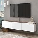 Atelier Mobili Floating TV Stand, Floating Entertainment Center, Floating TV Console, Floating Media Console, Floating TV Stand Wall Mounted, Glossy White