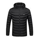 Todays Daily Deals of the Day Prime Today Only Heated Jackets for Men Women 2023 Winter Outdoor Heated Coats 9 Heating Zones USB Smart Heated Jackets with Hood, A01-black, Large