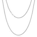KRKC&CO Men’s Chain Necklace, Stainless Steel Cuban Link Chains 3mm, Anti-Tarnish Nickel-Free Flat-Cut, Thin Gold chain Silver Chain for Man Unisex(3mm-Stainless Steel, 18)