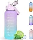 BSITFOW Fitness Gym Water Bottle Spirit Motivational Water Gallon with Time Marker Large Capacity 2000ML, Leakproof BPA Free Fitness Sports Water Bottle (ABS Plastic, Pack of 1, Multicolor)