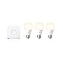 Philips Hue White 10.5W (75W) A19 Base E26 LED Smart Bulb, Dimmable, Bluetooth & Zigbee Compatible, Voice Activated with Alexa & Google Assistant, Starter Kit 3-Pack with Hue Bridge