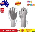 NEW 2 in 1 Dish Washing Silicone Rubber Scrub Gloves For Kitchen-Cleaning AUS
