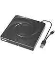 Wbacon External Blu-ray DVD Drive, USB 3.0 and Type-C Blu-Ray Burner Slim 3D Optical CD Drive Compatible with Windows XP/7/8/10 MacOS for MacBook Laptop Desktop