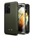 SURITCH Bumper Case for Samsung Galaxy S21 Ultra, Rugged Shockproof Case [Built-in Screen Protector] Full-Body Protective Cover with Double Front Frame for Samsung S21 Ultra 6.8"(Jungle Green)