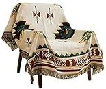 Aztec morbida Throw Coperte cotone intrecciato a maglia Tribale Popolare Geometric Pattern Coperta decorativa per divano Con Nappe Adatti Per Divano/Letto/Da Esterno (130x180cm/51.2x70.8in)
