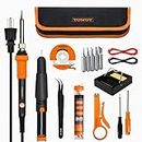 TOWOT Soldering Iron Kit, Electronic Soldering Iron 60W Adjustable Temperature, Deoldering Pump, Tin Wire