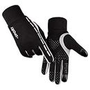 Leoie Unisex Luminous Outdoor Cycling Gloves Warm Velvet Touch Screen Waterproof Windproof Gloves Gray L