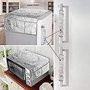 E-Retailer® Exclusive Rexine Combo Set of Appliances Cover (1 Pc. of Fridge Top Cover, 2 Pc Handle Cover and 1 Pc. of Microwave Oven Top Cover) (Color-Gray, Design-Floral, Set Contains-4 Pcs.)