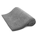 KEPLIN Non-Slip Microfibre Bath & Toilet Mat - Soft, Plush & Comfortable Rug with Machine Washable - Water Absorbent & Quick Drying to Keep Bathroom & Home Hygienic & Clean - (40x60cm) Light Grey