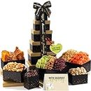 NUT CRAVINGS Gourmet Collection - Sympathy Tower Gift Basket Nuts & Dried Fruits with Sympathy Ribbon + Greeting Card (12 Assortments) Food Platter Condolence Care Package Kosher