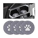 TSUGAMI Car Cup Holder Coaster, 4 Pack PVC Paw Print Anti Slip Insert Coasters, 2.75 Inch Universal Cute Dog Paw Auto Drink Mat, Car Interior Accessories Decor for SUV, Truck, RV and More (Gray)
