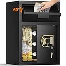 2.6 Cub Security Depository Safe Box for Business, Digital Drop Slot Safe with Anti Fish Front Drop Box and Keypad, Drop locker Safe Box with LED light, External Battery Box for Home Money Mail Church