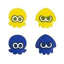 WISHAVEN Thumb Grip Caps Compatible with Playstation 5 Controller, Soft Silicone Thumbsticks Cover Set for Playstation PS5 PS4 and Switch Pro Controllers, 4Pcs - Squid & Octopus (Yellow&Purple)