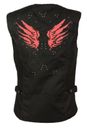 WOMEN'S MOTORCYCLE RIDING RED TEXTILE VEST W/ STUD & WINGS DETAILING REFLECTIVE