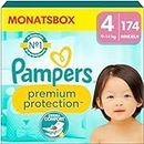 Pampers Baby Windeln Größe 4 (9-14kg) Premium Protection, Maxi, 174 Stück, MONATSBOX, bester Komfort und Schutz für empfindliche Haut