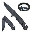 OLELON Pocket Knife With Clip, Folding Knife, Camping Knife with Glass Breaker&Seatbelt Cutter,Sharp Hiking Camping Fishing Work Outdoor Survival knives For Man
