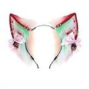 Faylay Women Furry Cat Ear Animal Ears Headband Ribbon Decor (CMME)