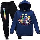 Forlcool Tute arcobaleno per bambini YouTube Game Merch abbigliamento casual con cappuccio + pantaloni, blu navy, 7-8 Anni