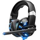 GIZORI Gaming Headset Xbox Headset, PS5 Headset with 7.1 Surround Sound Stereo, Gaming Headphones with Noise Canceling Mic & LED Light, Compatible with Xbox Series X|S, PS4, PS5, PC (Blue), (K2)