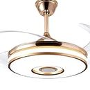 Hans Lightings Breeza Melody Ceiling Fan with Bluetooth Speaker - Gold, 4 Retractable Blades, LED Light & Remote