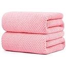 Breteil Bath Towels 2 Ultra Soft Packs Set of Large Absorbent Beach Towels, Fast Drying Microfiber Towel for Bath, Hotel, Home, Pool, Gym