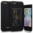 TORU CX PRO Case for iPhone 6S / iPhone 6, with Card Holder | Slim Protective Shockproof Heavy Duty Cover with Hidden Credit Cards Wallet Flip Slot Compartment Kickstand | Include Mirror - Black