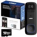 Lorex 2K Wireless WiFi Smart Video Doorbell Camera w/No Subscription Fee - Night Vision, Battery-Powered, Motion Detection (Black)