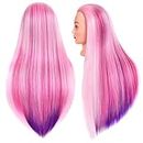 Kalyx 26-28inches Mannequin Head Pink+Red+Purple+Blond Hair Styling Training Head Manikin Cosmetology Doll Head Synthetic Fiber Hair Long colorful Hair with Free Clamp Stand