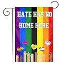Hate Has No Home Here Pride Garden Flags Vertical Double Sided Holiday Rainbow Flag Love Is Love Garden Flag Outside Decor For Home Yard Farmhouse 12×8 Inch
