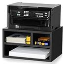 ABOUT SPACE Pre- Assembled Desk Organizer - 2- Way Usage - Wood Desktop Storage Organizer Engineered Wood Printer Stand for Desk, Desktop Organizer for Home Office (Black - L 40 x B 30 x H 22.5 cm)