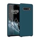 kwmobile Custodia Compatibile con Samsung Galaxy S10 Cover - Back Case per Smartphone in Silicone TPU - Protezione Gommata - petrolio matt