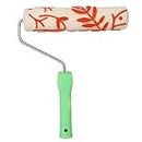 Jai Brush Plastic Spring Design Pattern Roller Brushes for Wall Painting (Orange and White, 9 Inches)