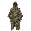 Ginsco 3D Leafy Camo Poncho Camoflage Woodland Cape Ghillie Suit for Men, Ghillie Hood for Turkey Hunting Bird Watching Military Training Outdoor Gaming Airsoft Wildlife Photography Halloween