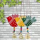 CRAZECULTURE Three Colorful Bird Hanging for Garden,Home Handmade Emboss Hand-Painted Latkan Decoration Show Piece Balcony Office Cafe Festival Decorative Wall Decor Birds in Wood