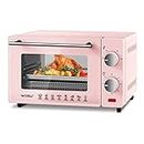 WOLTU Mini Oven 10 Litre, 650W Electric Oven, Small Table Top Oven, 100-230°C, 60 Min. Timer, with Baking Tray, Grill Rack, Removal Handle, Pink, BF16rs