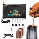 GRAND PITSTOP 42 Pcs Universal Tire Repair Kit, Heavy Duty Car Emergency Tool Kit for Flat Tire Puncture Repair, Compact Kit for Autos, Cars, Motorcycles, Trucks, RVs, etc.(30 Strips)