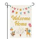 Dalaber Welcome Home Garden Flag Decor 12x18 Inch Double Sided for Outside,Animal Party Pattern GArden Flag,Sweet Home Flag for Yard Outside Farmehouse Decoration